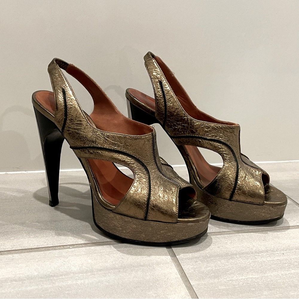 Lanvin Gold & Black Heels